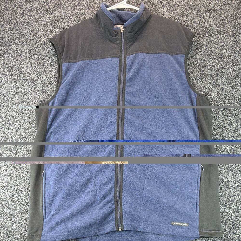 Nike Therma-Fit Men’s XXL Blue Black Full Zip Vest Stand-Up Collar Polyester